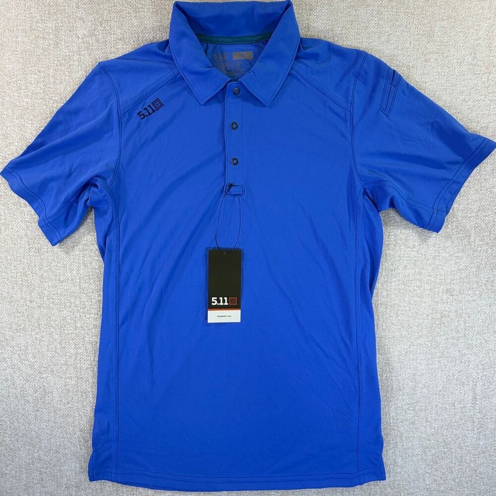 5.11 Tactical Men Small Blue NWT Paramount Short Sleeve 3 Snap Polo Shirt Casual
